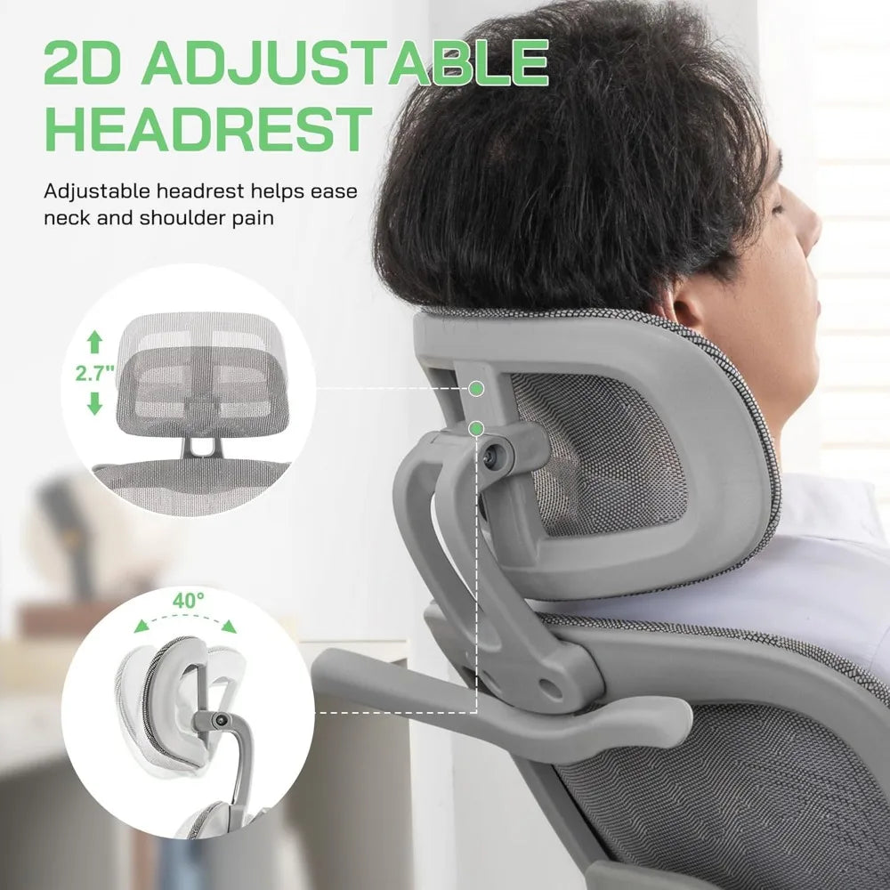 mesh ergonomic office chair with footrest,high back mesh gaming chair with lumbar support,adjustable headrest and armrests for h