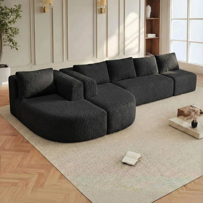 Boneless Couches for Living Room, Comfy U-Shaped Cloud Couch Sectional with Chaise Lounge, Modern Deep Seat Black, Customized