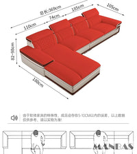 MINGDIBAO Premium Italian Genuine Leather Sofa Set for Living Room with Adjustable Headrests, Bluetooth Speaker, Wireless Charge