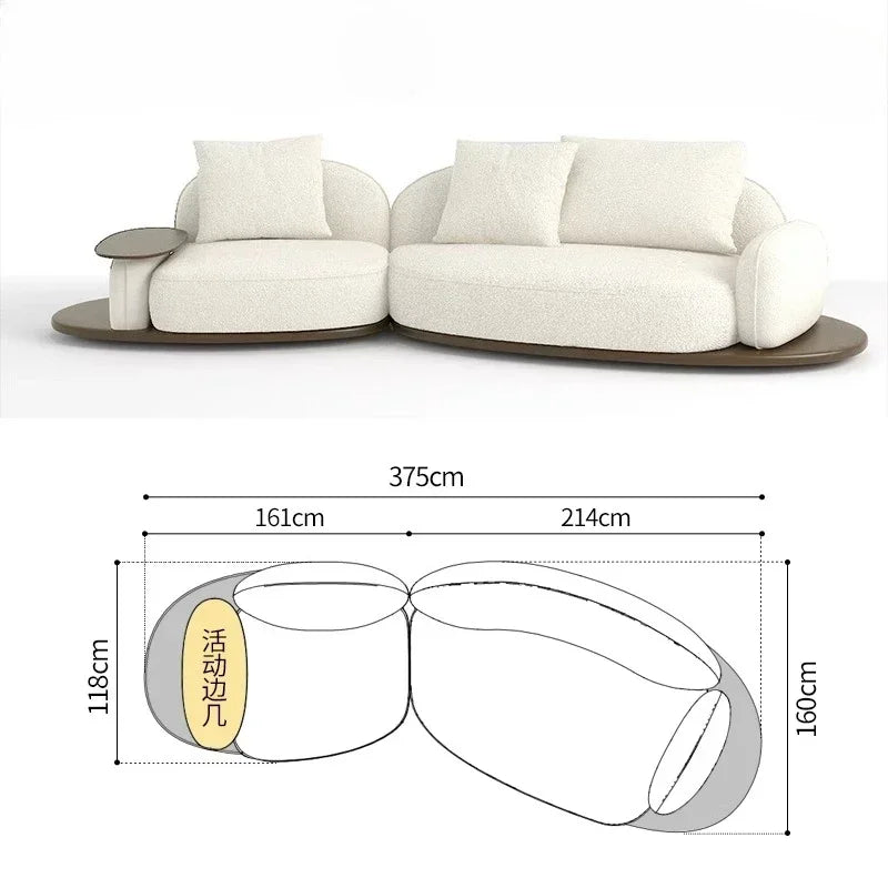 Living Room Coffee Table Designer Creative Three-person Log Style Furniture Modern Simple Modern Morocco Fabric Sectional Sofas