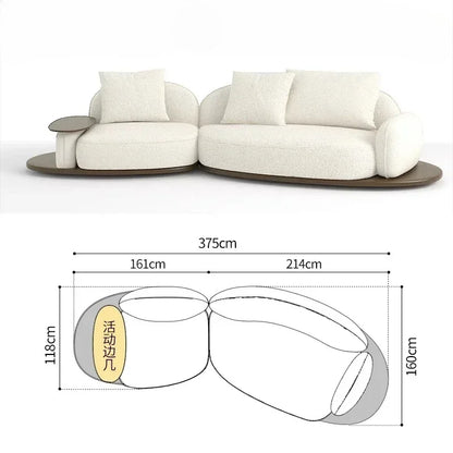 Living Room Coffee Table Designer Creative Three-person Log Style Furniture Modern Simple Modern Morocco Fabric Sectional Sofas