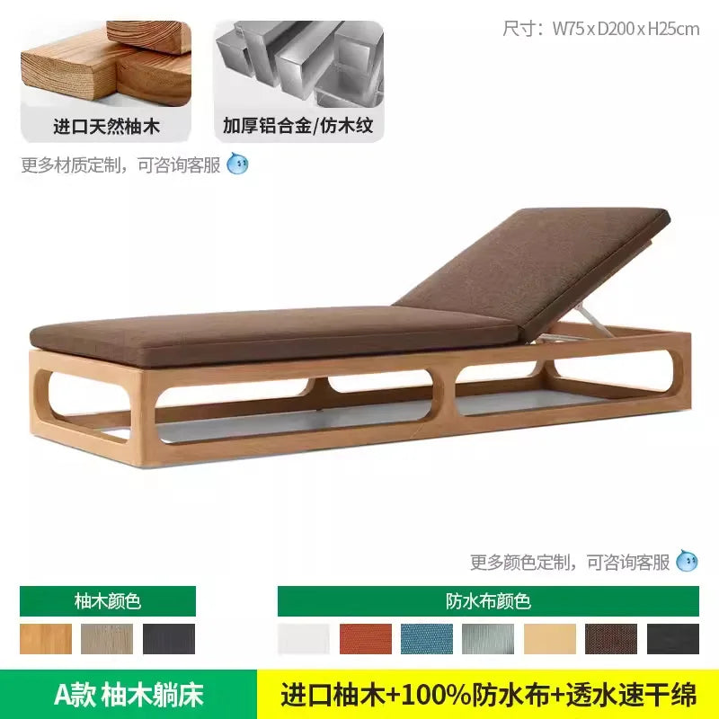 YFY Outdoor Recliner Villa Courtyard Waterproof Sunproof Hotel Resort Pool Outdoor Terrace Anti-corrosion Wood Reclining Bed