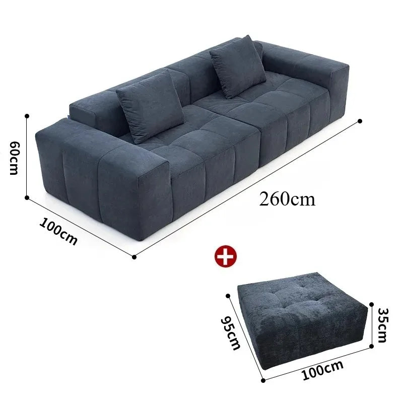 Full Sponge Compressed Fabric Sofa Modern Simple Living Room Couch Tofu Block Sofa Small Apartment Straight Row Combination Sofa