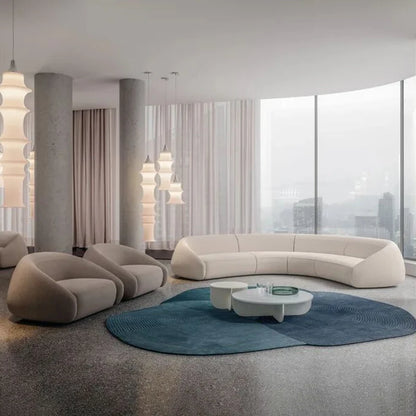 Italian minimalist large curved sofa living room small apartment light luxury designer fabric sofa