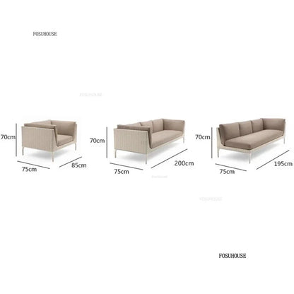 Nordic PE Rattan Outdoor Sofas Set Modern Garden Furniture Home Waterproof Sun Protection Set Leisure Patio Balcony Lounge Chair