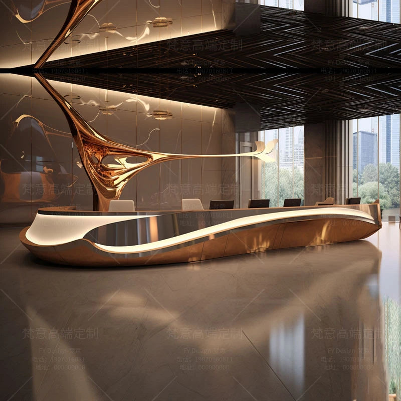 Painting front desk FRP reception desk Special-shaped creative service Bar counter Company information desk customization