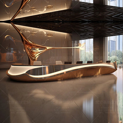Painting front desk FRP reception desk Special-shaped creative service Bar counter Company information desk customization