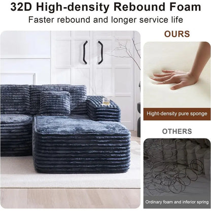 Cloud Sectional Couch with L-Shape Chaise, Modern Modular Sofa with Deep Seat, Built-in Cup Holder & Storage Pocket for Living R