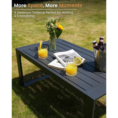 Aluminum Outdoor Patio Furniture Set, 5-Piece Sectional Conversation Set with 6″ Thick Cushions & Coffee Table for Porch, Balcon