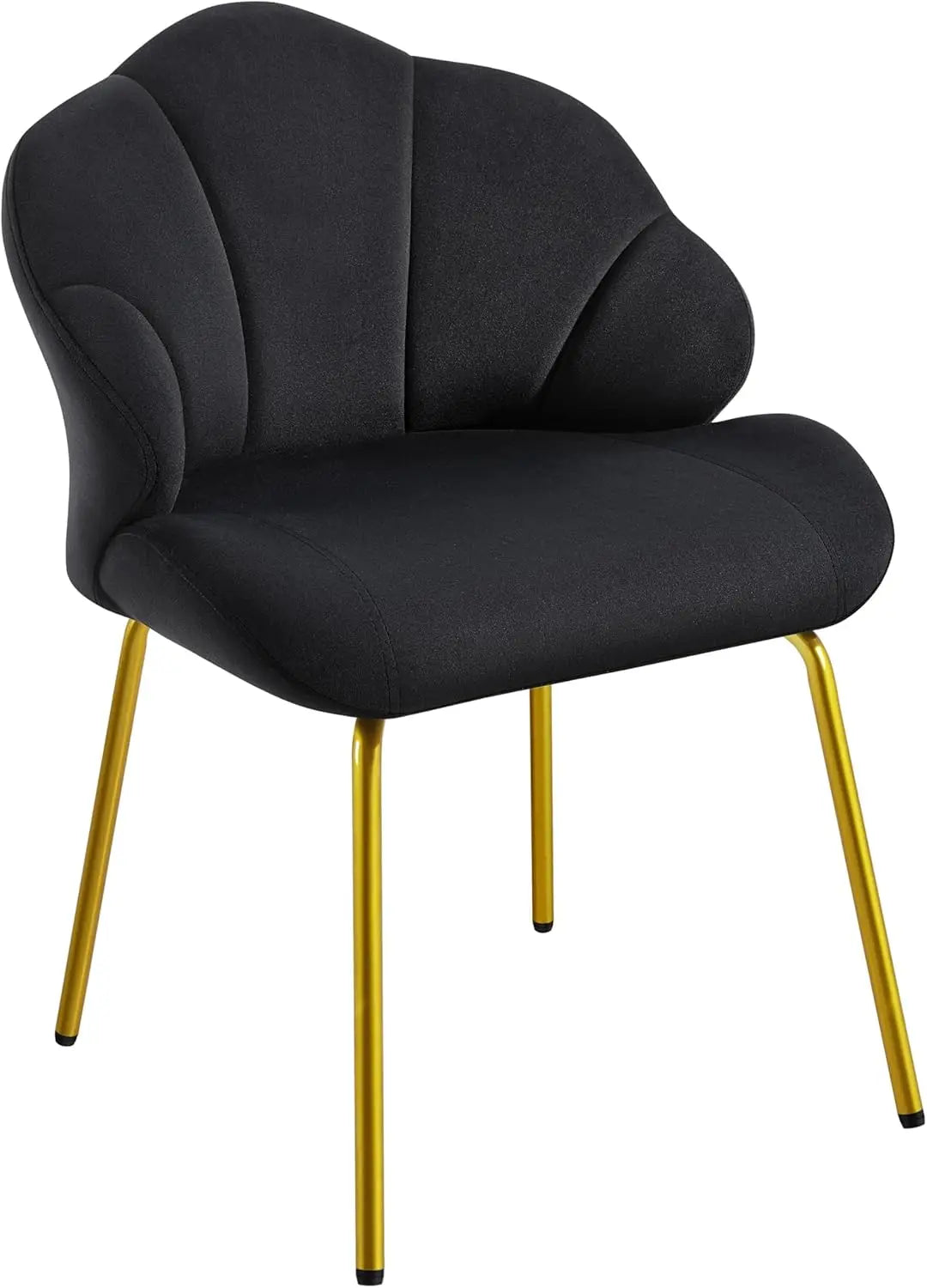 Velvet Accent Chair with Shell-Shaped Backrest, Modern Armchair with Gold Metal Legs for Dressing Room/Bedroom/Living Room