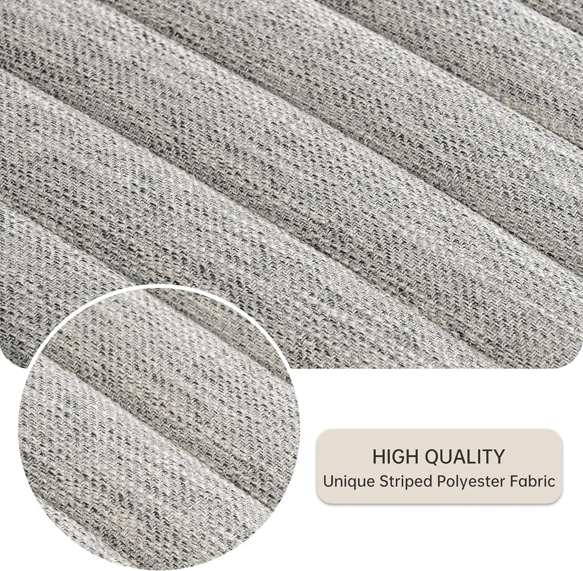 Upholstered Dining Chairs Set of 4, Modern Dining Room Chairs with Stripe, Linen Kitchen Chair Dinner Chair with Black Met