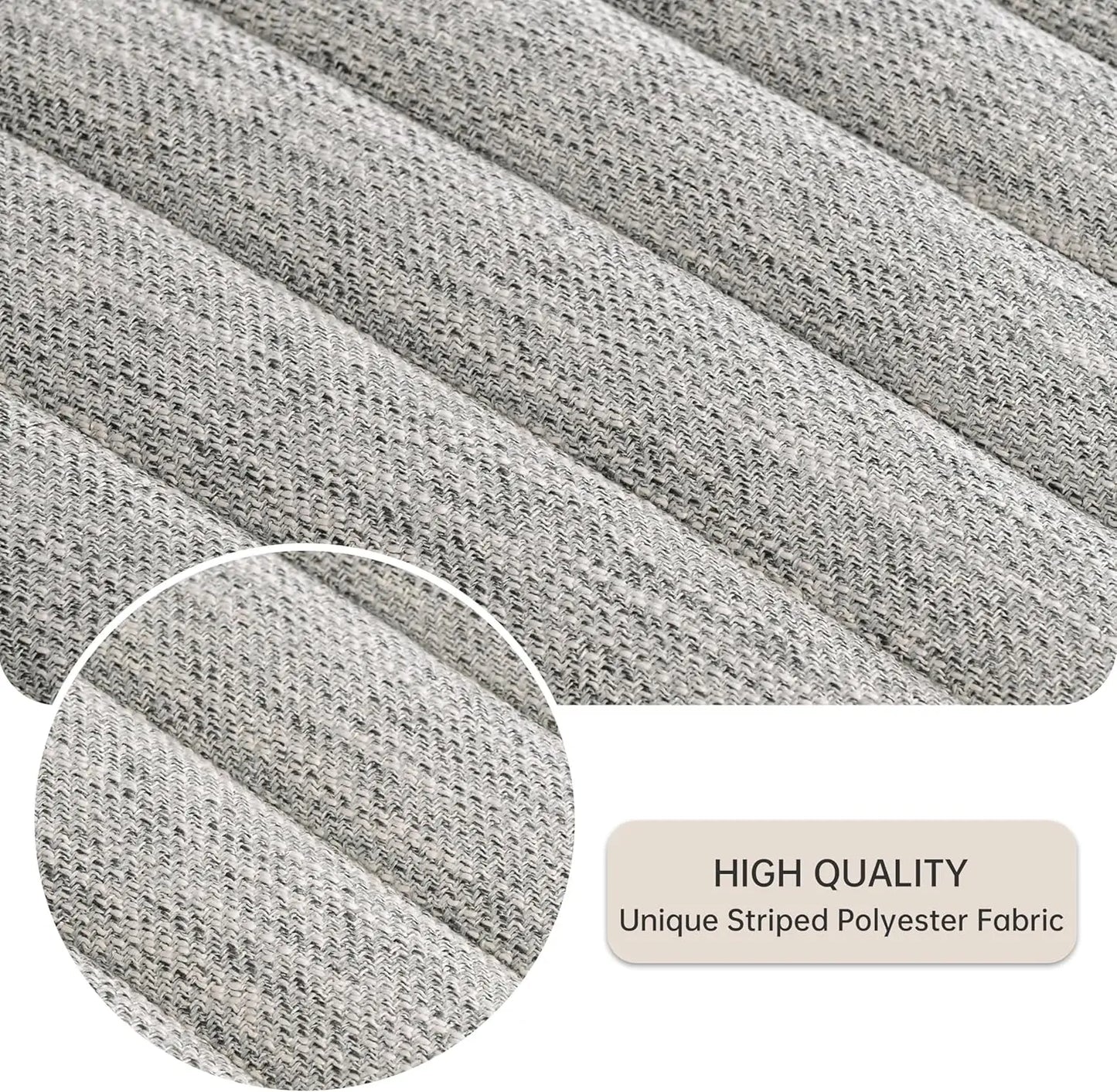 Upholstered Dining Chairs Set of 4, Modern Dining Room Chairs with Stripe, Linen Kitchen Chair Dinner Chair with Black Met