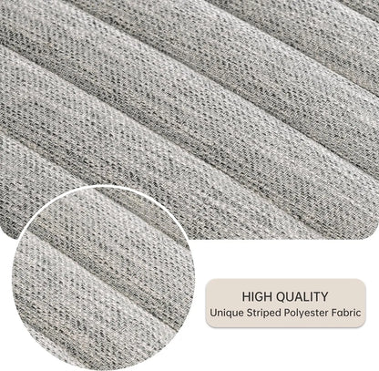 Upholstered Dining Chairs Set of 4, Modern Dining Room Chairs with Stripe, Linen Kitchen Chair Dinner Chair with Black Met