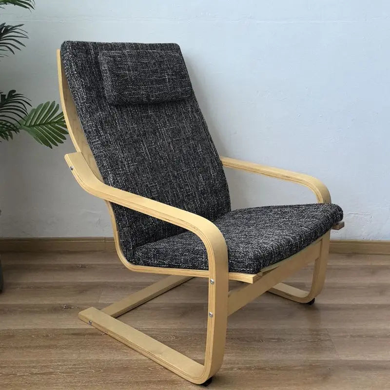 Nordic Lounge Chair - Solid Wood Armrest Recliner for Balcony & Nursery