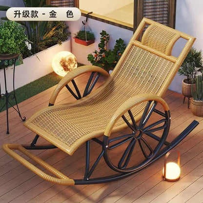 Rocking  Reclining Chair Adult Rattan Lunch Break Balcony Home Leisure Sleeping Living Room Elderly Free Chair