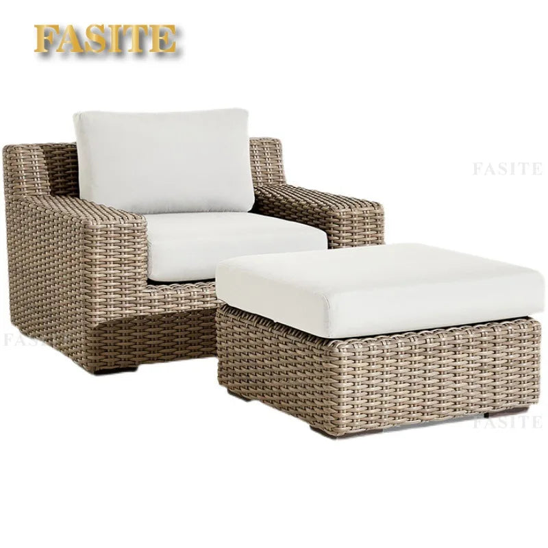 Outdoor sofa courtyard garden terrace leisure waterproof sunscreen art villa rattan furniture combination