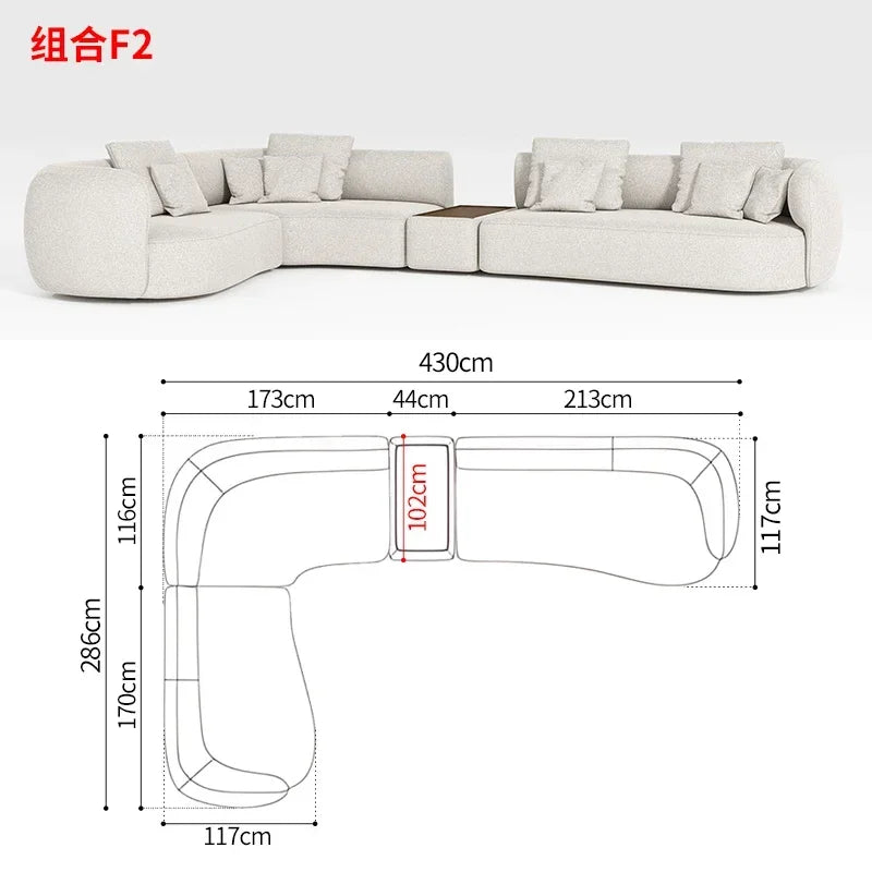 M78 Minimalist sofa large apartment living room special-shaped corner fabric, modular combination sofa