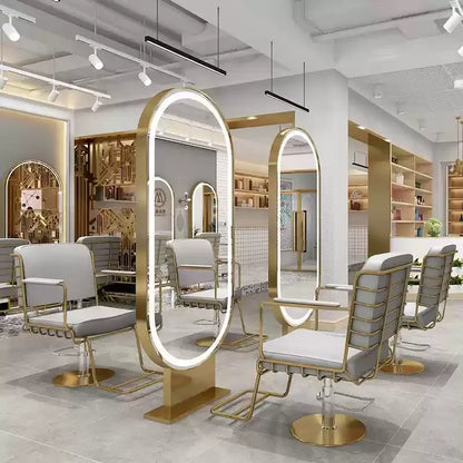 HJ Barber Shop Mirror Quick Cut Special Mirror Hair Salon Internet celebrity hair salon Full Lamp Mirror