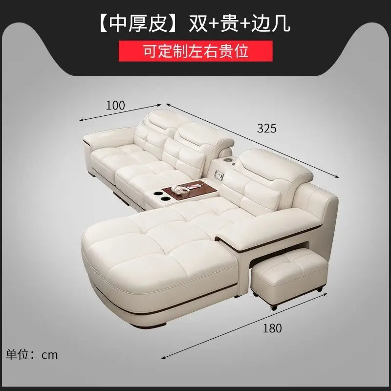 Italian leather sofa, modern single-layer leather sofa, living room small apartment, high-end light luxury leather sofa