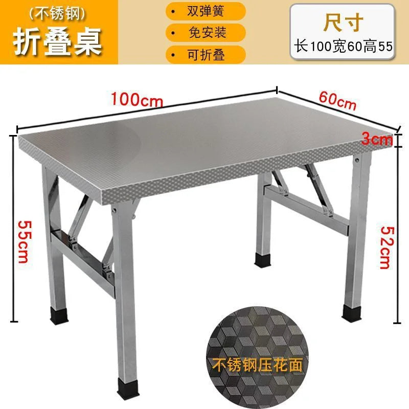 Square Folding Utility Table Home Restaurant Stainless Steel Dinner Tables Outdoor Indoor Portable Foldable Wedding Dining Table