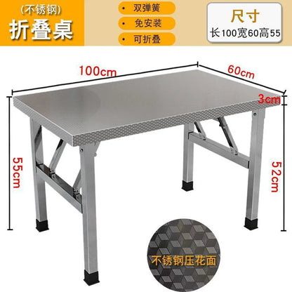 Square Folding Utility Table Home Restaurant Stainless Steel Dinner Tables Outdoor Indoor Portable Foldable Wedding Dining Table