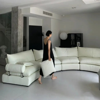Light luxury designer curved condensed milk white cream wind large apartment special-shaped living room arc sofa