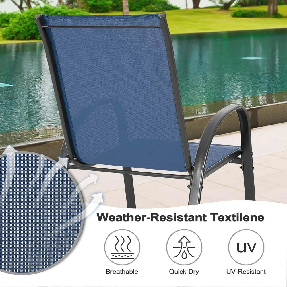Outdoor Stackable Dining Chairs Set of 4 Textilene Breathable All Weather Armrest Patio Chairs for Garden Poolside Backyard