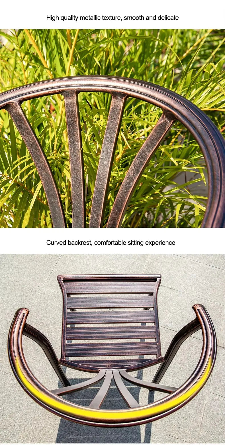 Cast Aluminum Outdoor Chairs Set of 2 Bistro Chairs Waterproof and Sun Resistant Patio Dinning Chairs Garden Chair Furniture