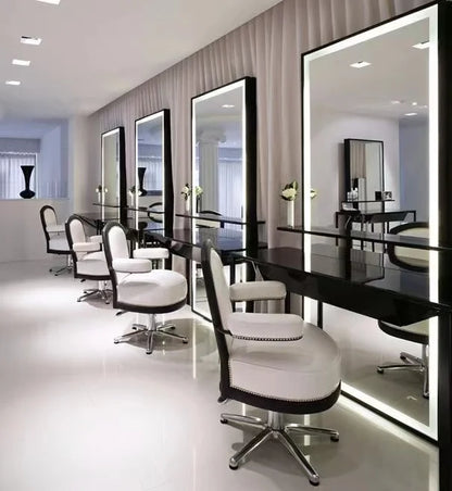 Modern Style Large Gold Styling Barber Wall Mounted Salon Furniture Hairdressing Led Makeup Beauty Salon Mirror