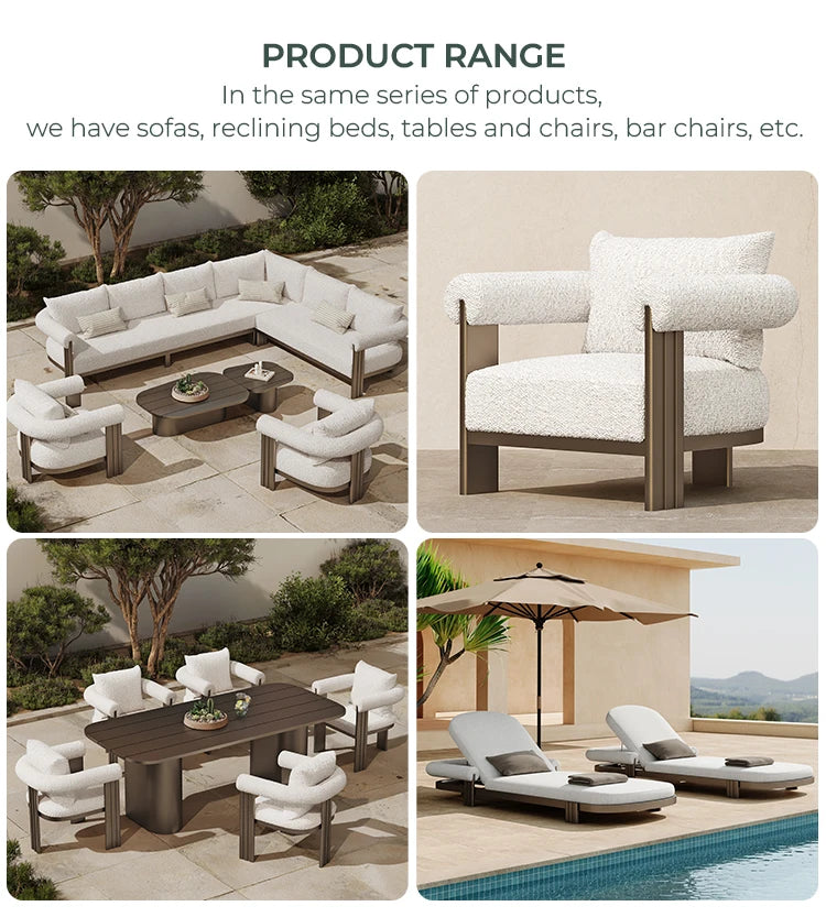 Metal Poolside Furniture Outdoor Garden Sofas Luxury Couches Set Modern Aluminum L Shape Sofa Outdoor Sofa Set Garden Furniture