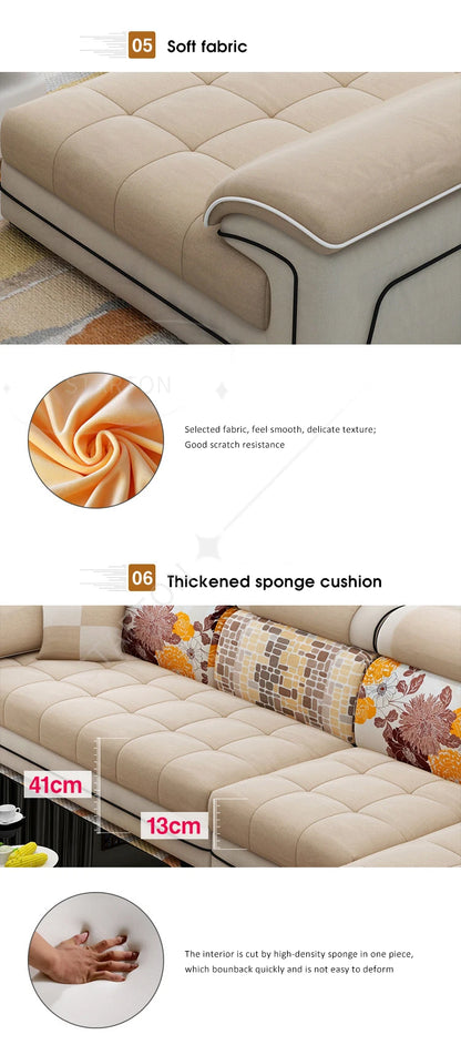 Modern Living Room Lounge 7 Seater U Shaped Sofa Set Furniture L Shape Sectional Couch Luxury Microfiber Fabric Modular Sofa
