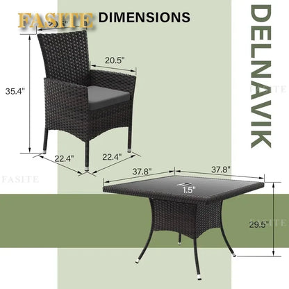 Terrace Furniture Set, Including 8 Cushioned Chairs and 2 Square Tables with Umbrella Shaped Hollow Grey Outdoor Chairs