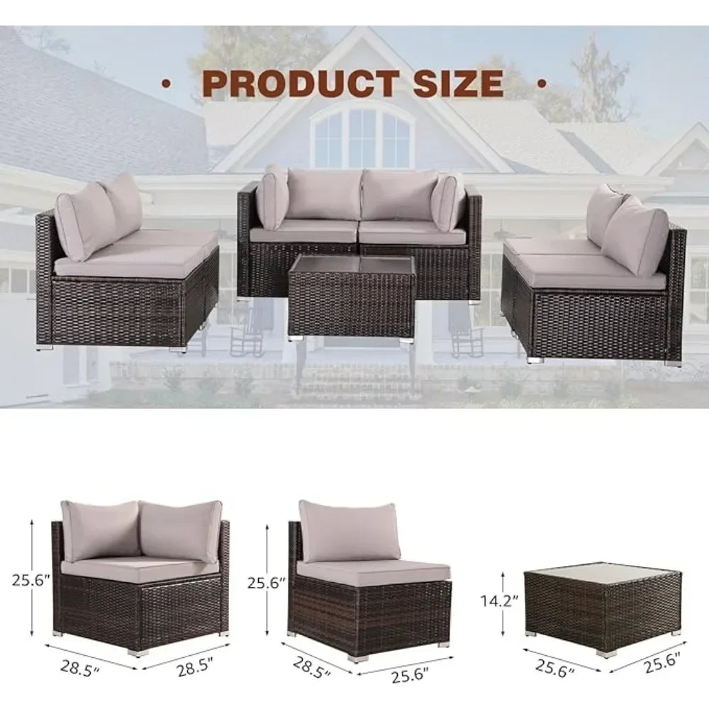 7 Pieces Patio Furniture Set Sofa Chair
