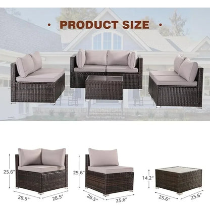7 Pieces Patio Furniture Set Sofa Chair