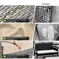 Patio Furniture Set, 5 Pieces Outdoor Wicker Sofa Couch with Chairs, Ottomans and Comfy Cushions, All Weather High Back Rattan