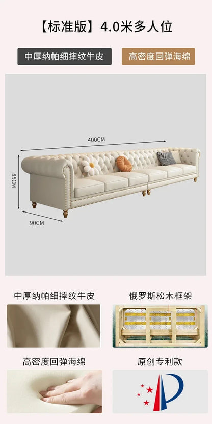 Designer Genuine Leather Sofas Fancy Living Room Lounge Floor Sofa Loveseat Modern Canape Salon De Luxe Apartment Furniture