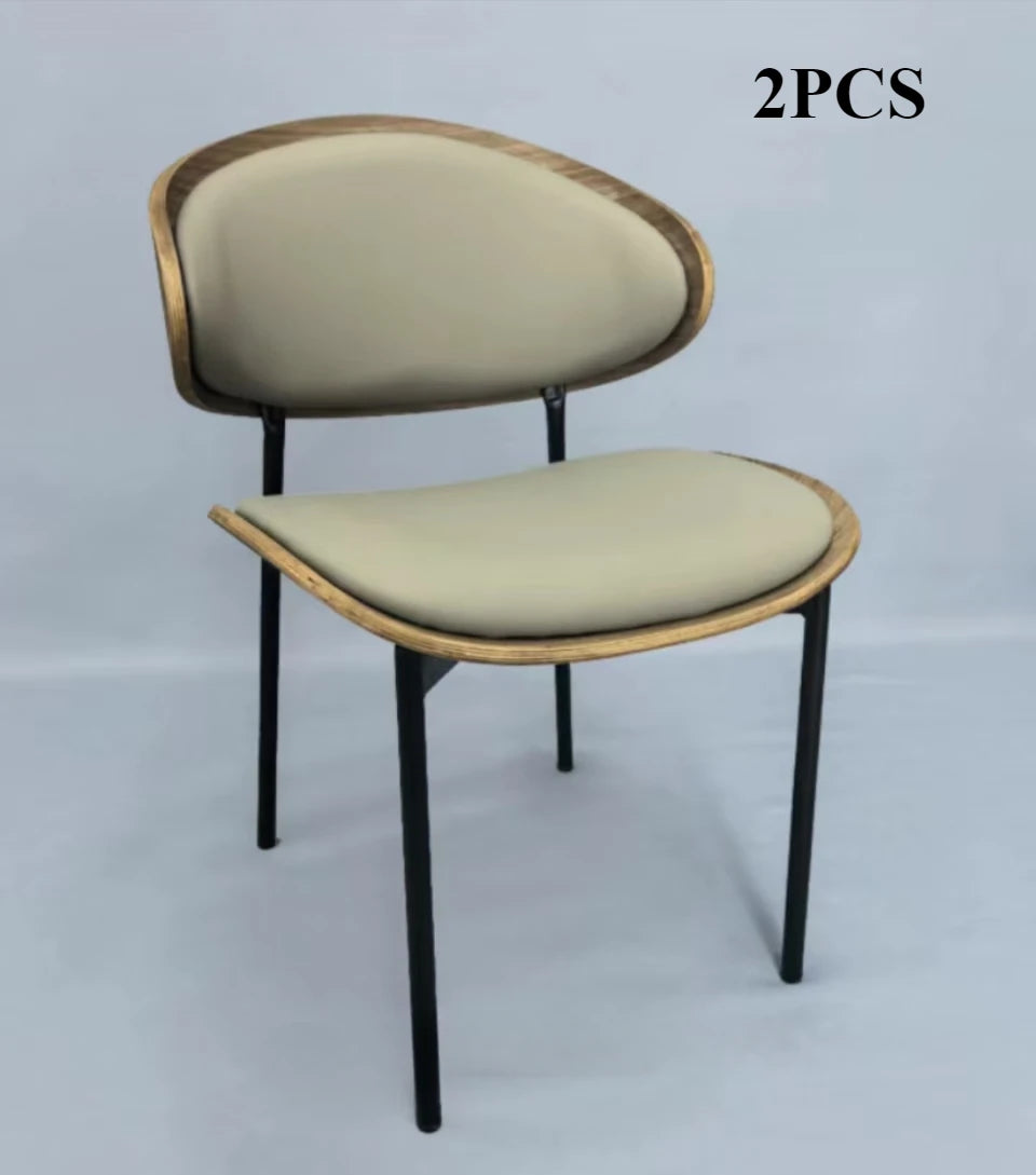 Genuine Leather Dining Chairs Set of 2 or1,Mid Century Modern Chair, Upholstered Kitchen Dining Room ChairsBlack WalnutBendwood.