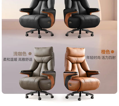 Smart electric leather boss chair reclining nap massage ventilated office chair comfortable sedentary business president chair