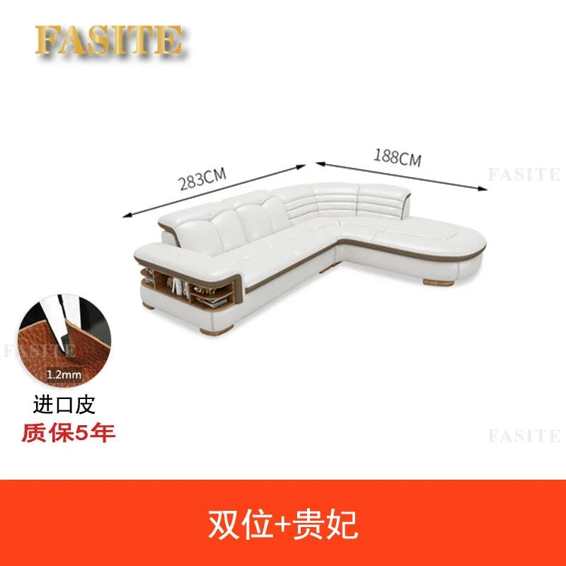Premium Genuine leather sofa with cowhide top layer, modern and simple high-end living room corner combination
