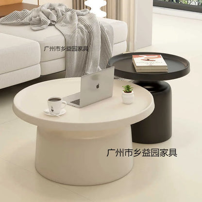 Cream apartment Nordic coffee table living room household small apartment simple Internet celebrity wrought iron modern round