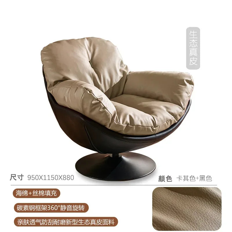 Italian single sofa chair living room designer casual lazy sofa vintage swivel chair