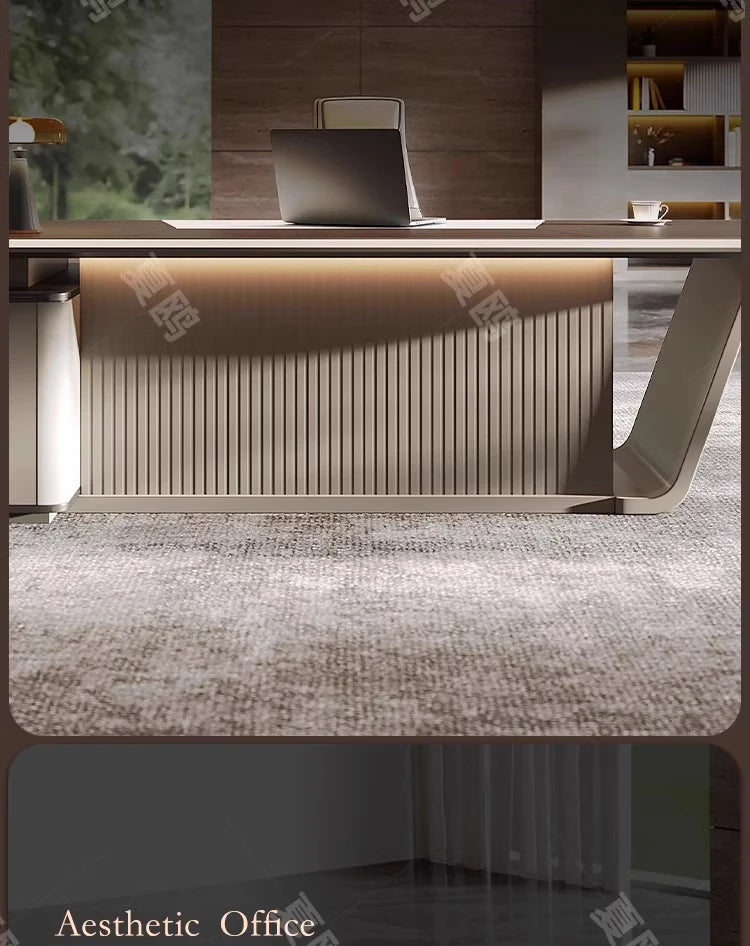 High Quality Light LuxuryOffice Desk Boss L Shaped Work Manager Computer Desks Executive Shelf Escritorio Oficina Furniture