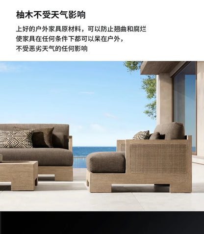 Customizable outdoor teak sofa patio rattan chair