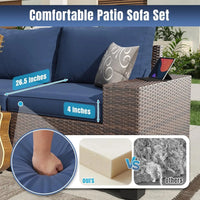 7-Piece Outdoor Patio Furniture Set with 44 Fire Pit Table and Wicker Rattan Sectional Conversation Area