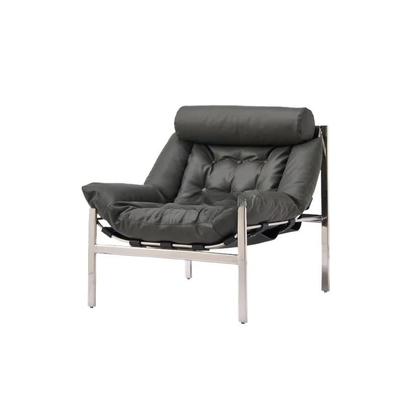 A Italian minimalist leisure chair premium stainless steel retro single sofa chair