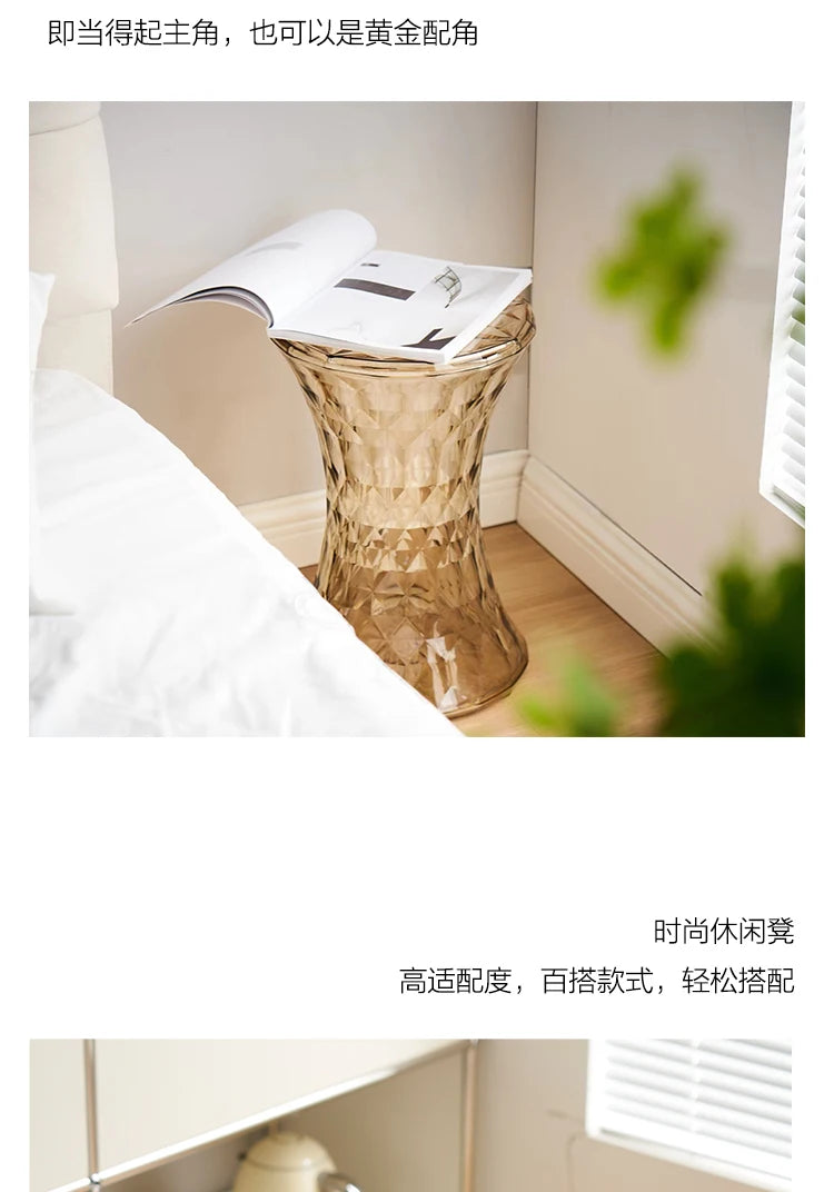 Nordic creative crystal stool Nordic simple color transparent bathroom home shoe changing  creative ins low