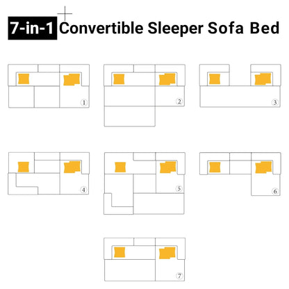 108" Oversize Convertible Sleeper Sectional Sofa Bed Corduroy L Shape Folding Frame Modular Living Room Black, Customized