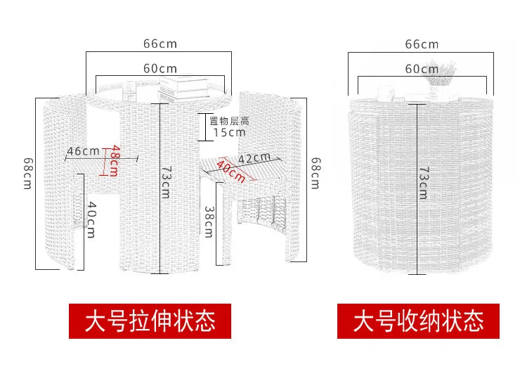 Balcony Small Table and Chair Tea Table and Chair Kit Outdoor Garden Combination Leisure Storage Rattan Knitting Small Table and