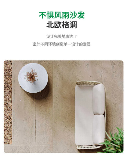 Outdoor sofa courtyard rattan teak outdoor garden villa hotel waterproof and sun protection homestay solid wood sofa furniture