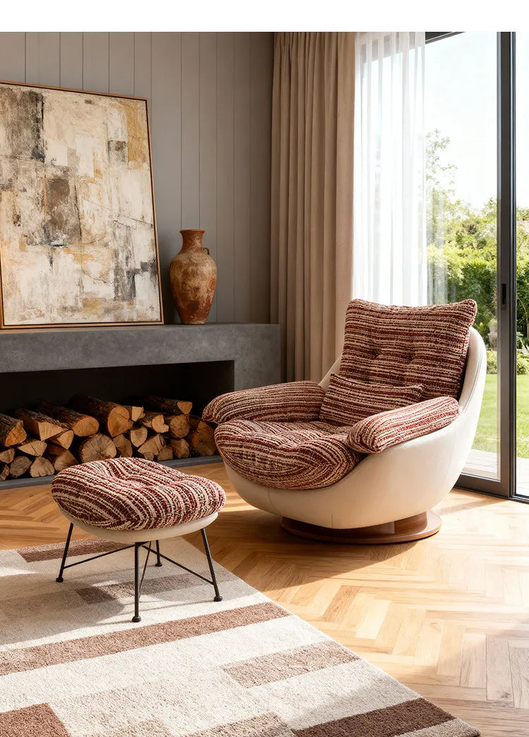 Medieval sofa chair light luxury high-end chair single rotating lazy leisure chair